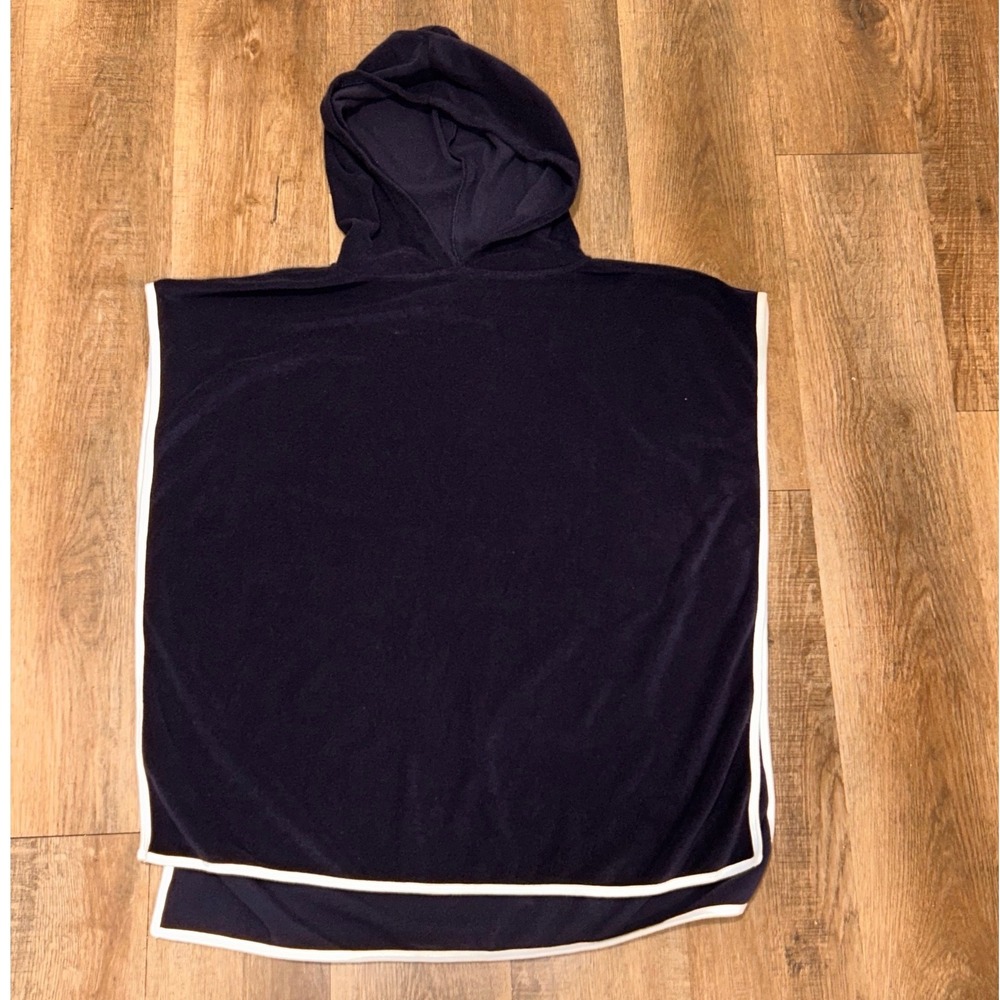 American Apparel Navy Blue Terry Cloth Hooded Poncho Beach Cover Up One Size